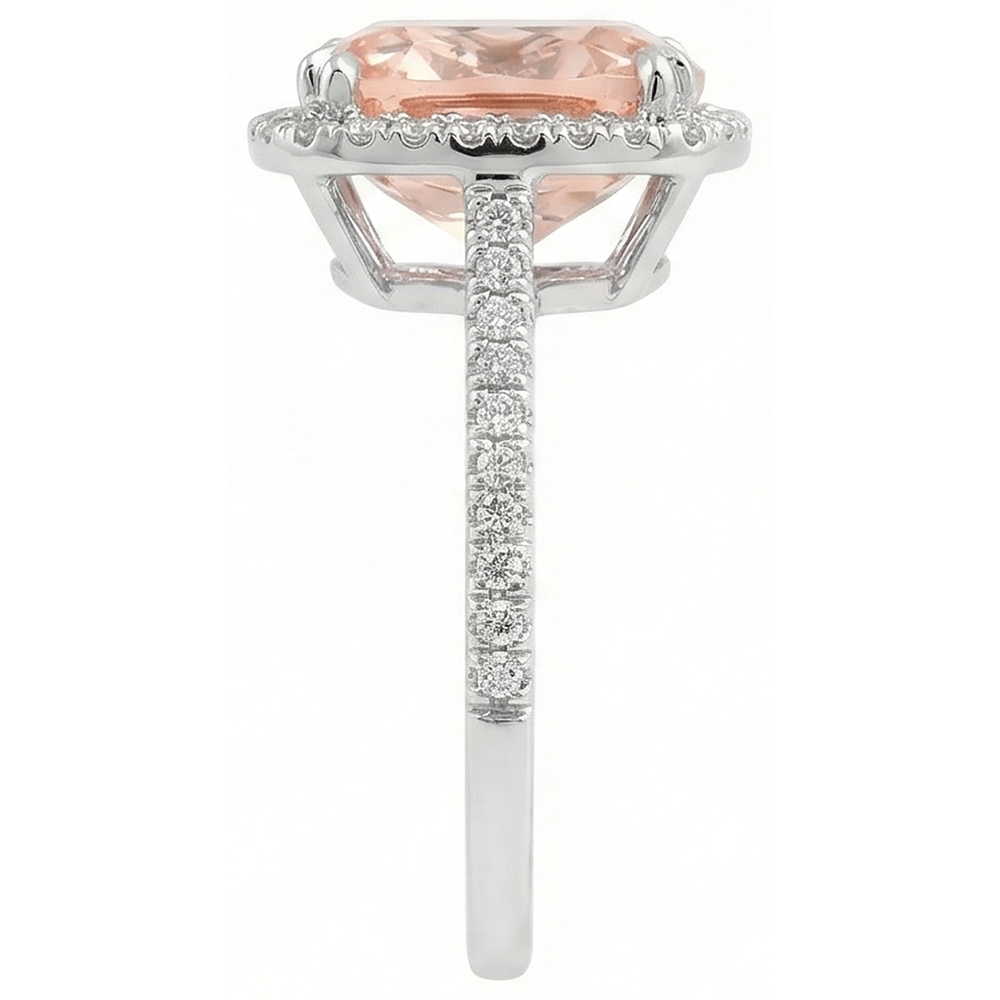 naturel cushion morganite 23.05carats bague vue de profil