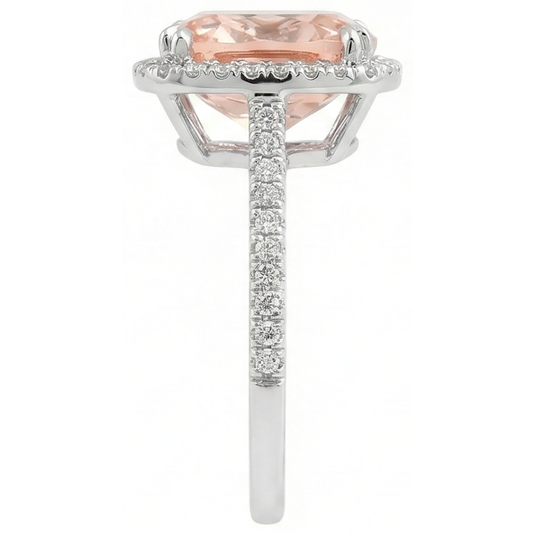 naturel cushion morganite 23.05carats bague vue de profil