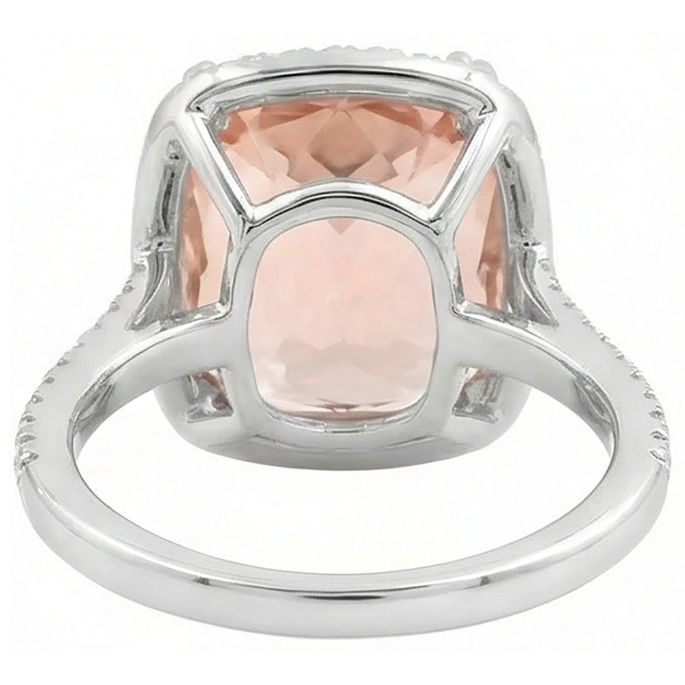 naturel cushion morganite 23.05carats bague avec accents diamants