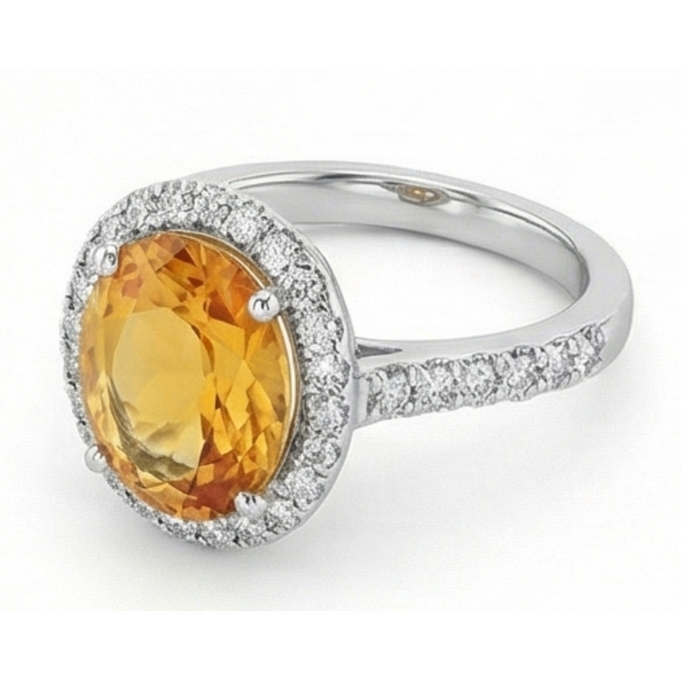 Haut de gamme Citrine Bague Pierre Précieuse 23 carats – vue d'angle