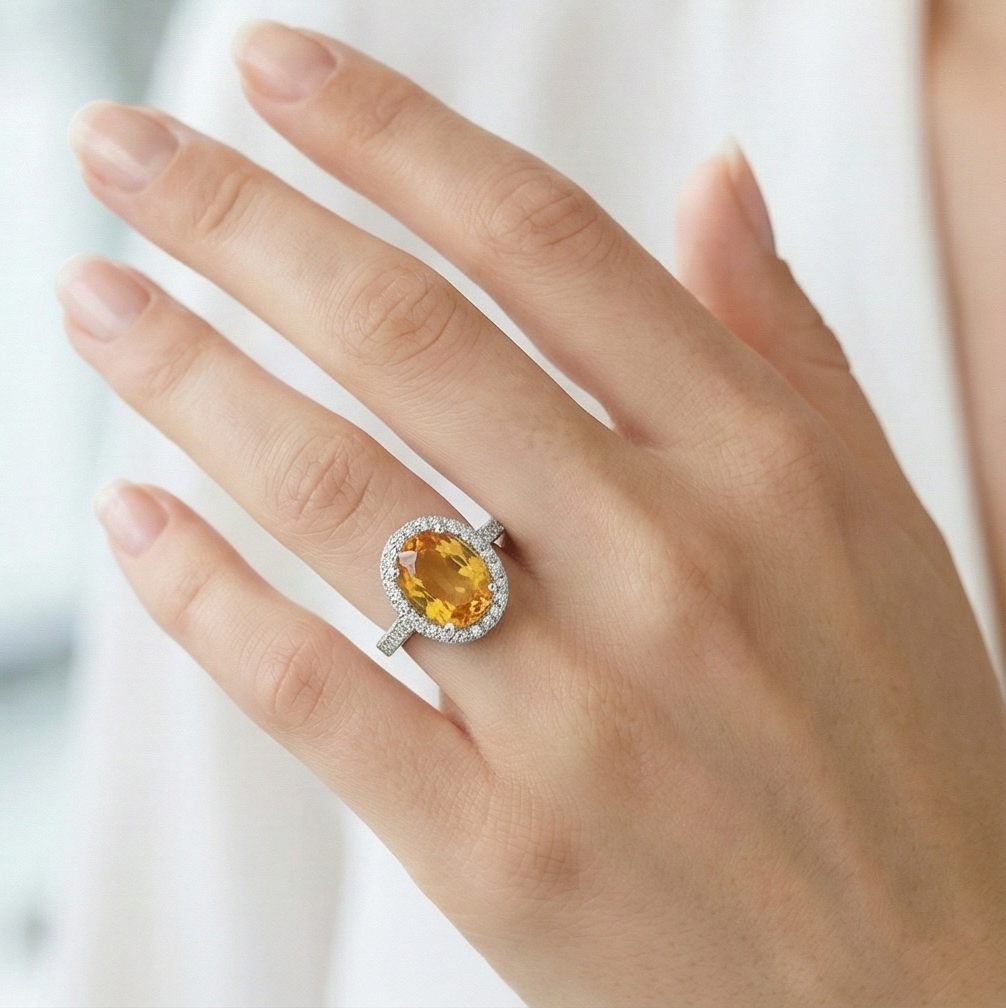 Haut de gamme Citrine Bague Pierre Précieuse 23 carats – vue de dessus