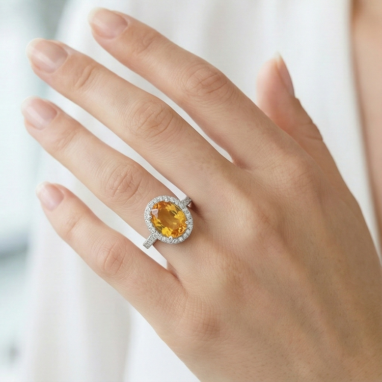 Haut de gamme Citrine Bague Pierre Précieuse 23 carats – vue de dessus