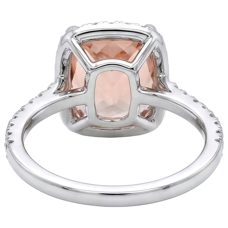 25.25 Carats Morganite Et Diamants Naturels Extraits des Mines ( et non cultivés en laboratoire ) Alliance Or Blanc 14K