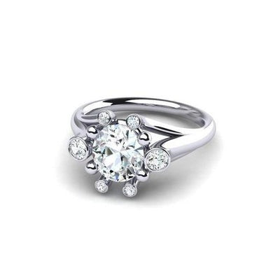 2,50 carats magnifique bague de mariage Réel diamant rond tige fendue or blanc 14K