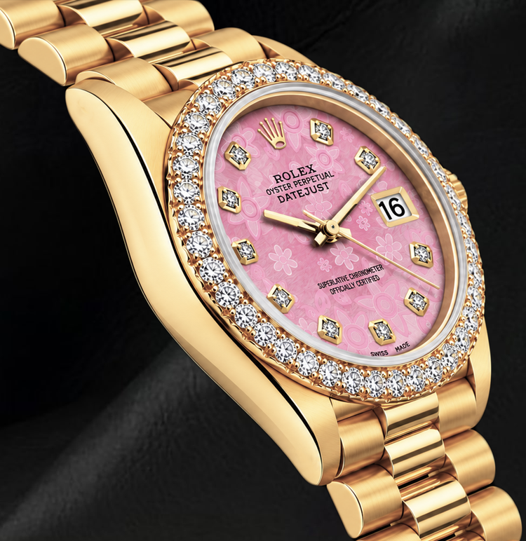 Montre Rolex Datejust 26 mm 69178 en Or 18K Cadran Diamants en Nacre Rose Bracelet President