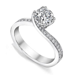 Diamant Fin Pavé Bague Solitaire avec Accents – 2,70 carats en