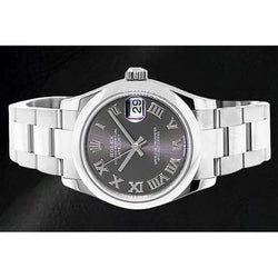 278240 Rolex Date-Just 31 mm cadran romain gris montre femme en acier inoxydable