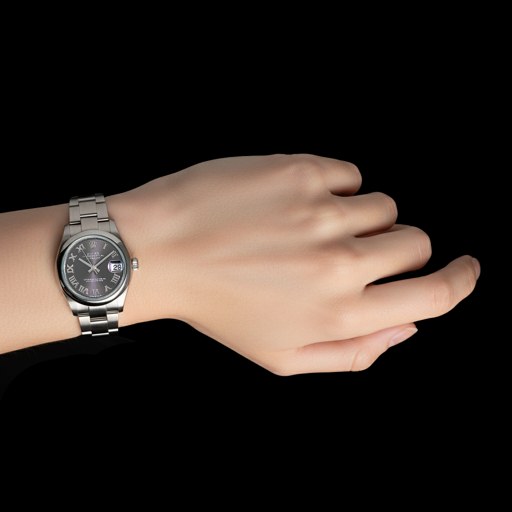 278240 Rolex Date-Just 31 mm cadran romain gris montre femme en acier inoxydable