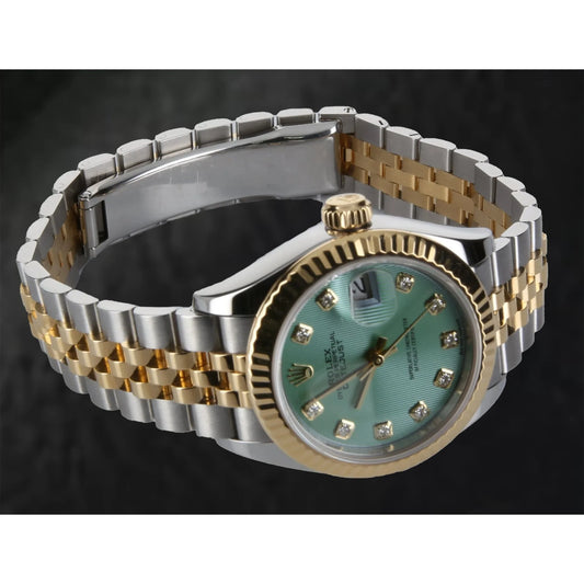 279173 Nouvelle montre pour femme Rolex Datejust 28 mm cadran vert bicolore