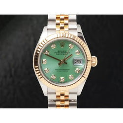 279173 Nouvelle montre pour femme Rolex Datejust 28 mm cadran vert bicolore
