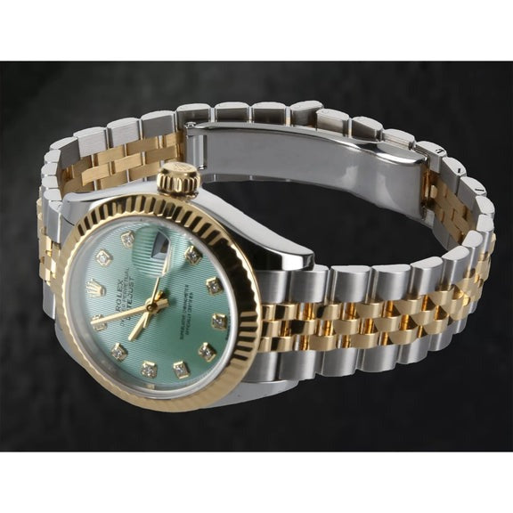 montre pour femme Rolex Datejust 28 mm cadran vert bicolore
