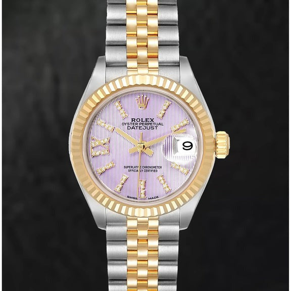 Rolex Belle montre pour femme avec cadran en diamant romain en or jaune 18 carats