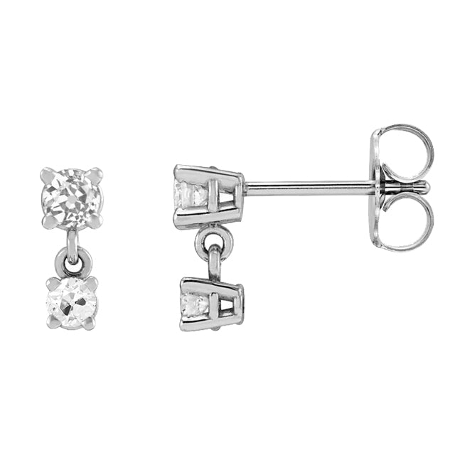Pendants d'Oreilles Or 14K Blanc avec Diamant – vue principale