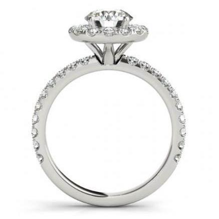 2.00 Carats Bague Halo Véritable Diamants Ronds Or Massif 14K