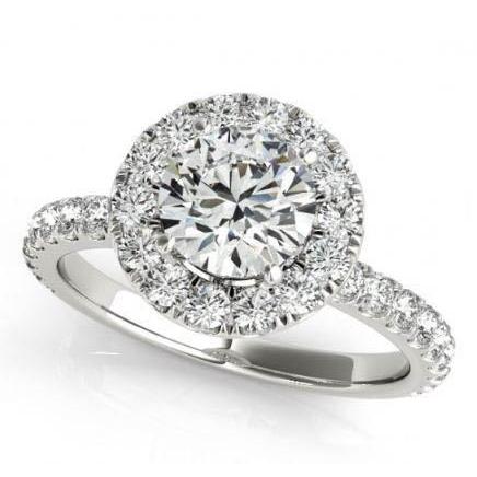 2.00 Carats Bague Halo Véritable Diamants Ronds Or Massif 14K
