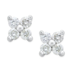 2.00 Carats Boucles D'Oreilles Clous D'Oreilles Réel Diamants Sertis Griffes Or Blanc 14K