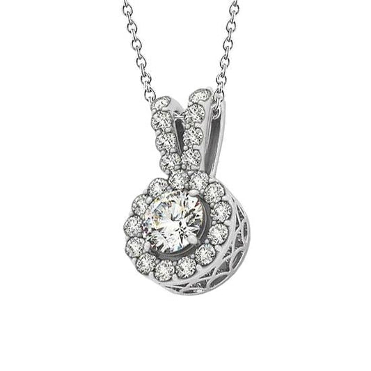 2.00 Carats Collier Pendentif Naturel Diamant Rond Sans Chaîne Or 14K