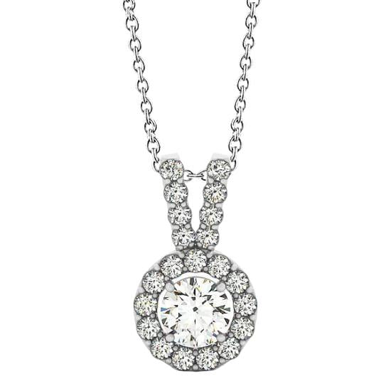 2.00 Carats Collier Pendentif Naturel Diamant Rond Sans Chaîne Or 14K