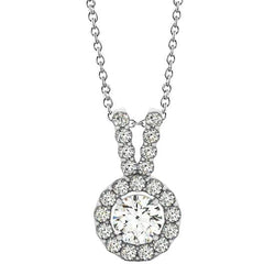 2.00 Carats Collier Pendentif Naturel Diamant Rond Sans Chaîne Or 14K