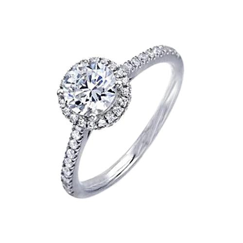 2.00 ct. Bague De Fiançailles En Véritable Diamants Halo En Or Blanc Avec Accents Sur La Tige