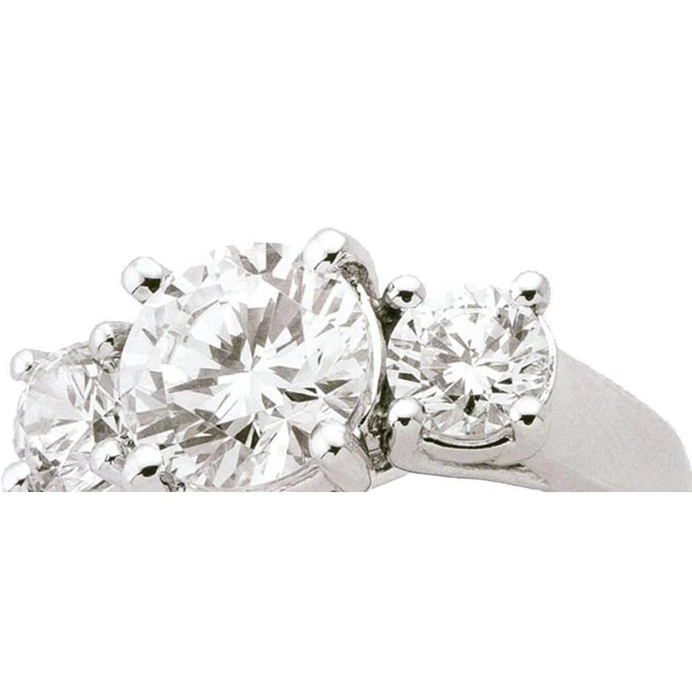 2.01 Carat Lucida Réel Diamant Bagues Or Blanc 3 Pierre