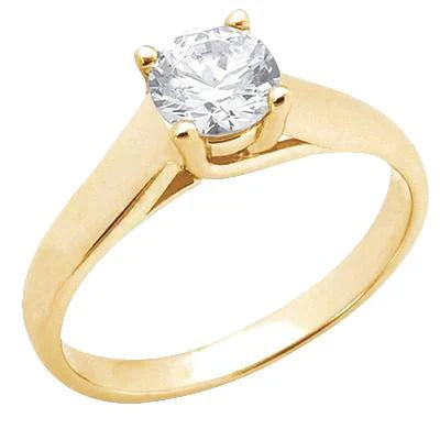2.01 Carat Réel Diamant Solitaire Or Jaune Bague Style Broche