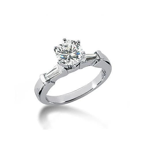 2.01 Carat Réel Diamants 3 Pierres Bague de Fiançailles Or Blanc