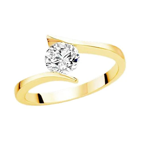 2.01 Ct. Bague Solitaire Réel Diamant Taille Ronde Or Jaune 14K