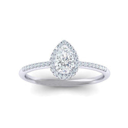 2.05 Carats Bague Réel Diamant Poire Halo En Or