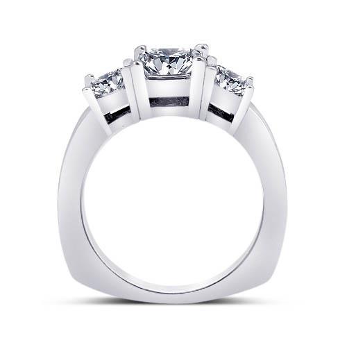 2.11 Carats Princesse Réel Diamant Bague De Fiançailles De Mariage 3 Bijoux En Pierre