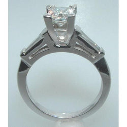 2.11 Ct Bague Princesse Baguettes Naturel Diamant Trois Pierres Or Blanc