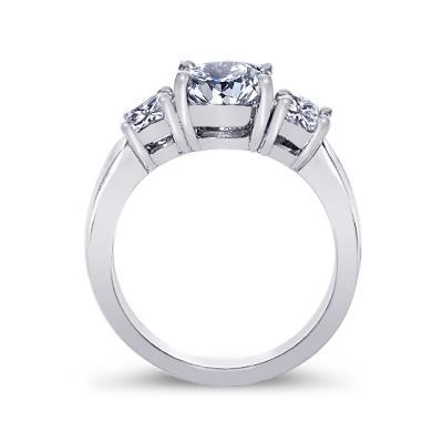 2.11 Ct. Bague De Fiançailles Réel Diamant Ronde Et Princesse De Style Trois Pierres