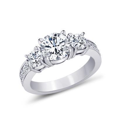 2.11 Ct. Bague De Fiançailles Réel Diamant Ronde Et Princesse De Style Trois Pierres