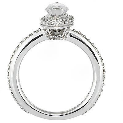 2.12 carats. Bague Véritable Diamant Marquise Centre Halo Wg Nouveau