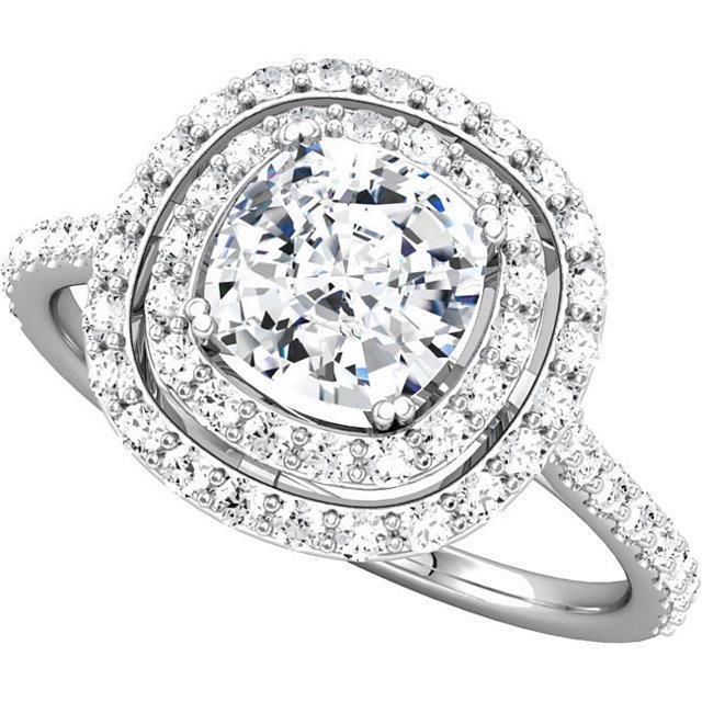 2.16 Carats Coussin Etincelant Bague De Mariage Réel Diamants Ronds Halo