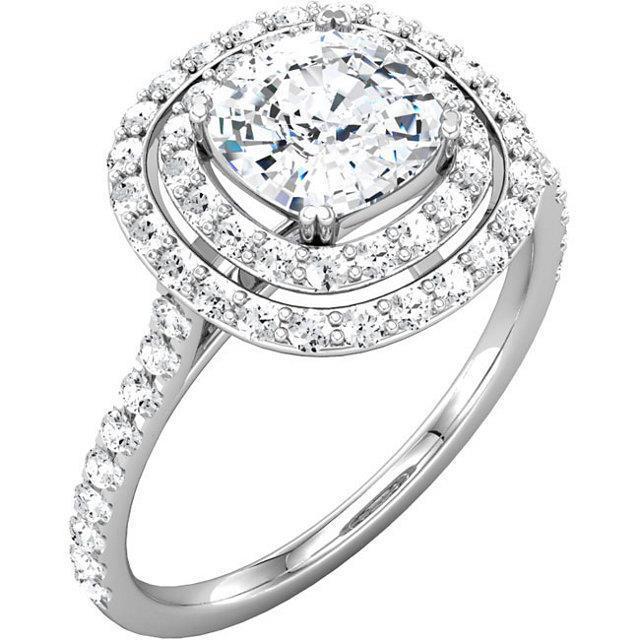 2.16 Carats Coussin Etincelant Bague De Mariage Réel Diamants Ronds Halo