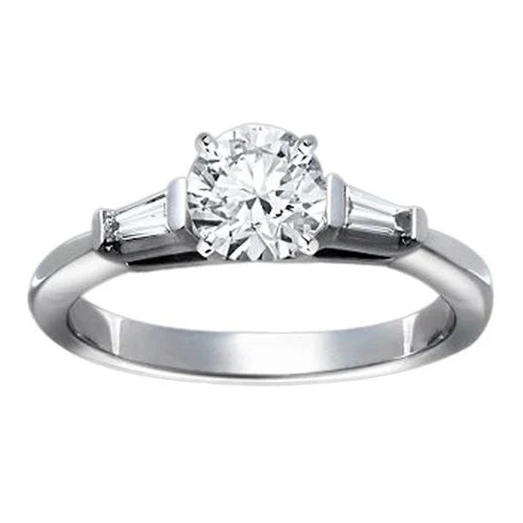 2.25 Carats Bague Réel Diamant Trois Pierres Or Blanc Nouveau