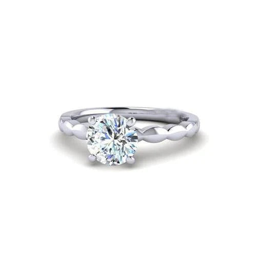 2.25 Ct Alliance scintillante solitaire Authentique diamant Coupe Ronde or blanc