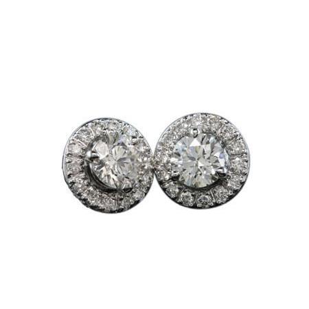 2.3 Ct. Clous D'oreilles Réel Diamants Clous De Diamants Ronds Halo