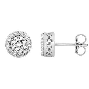 2.30 carats boucles d'oreilles Réel diamant Coupe Ronde pavé halo or 14K blanc