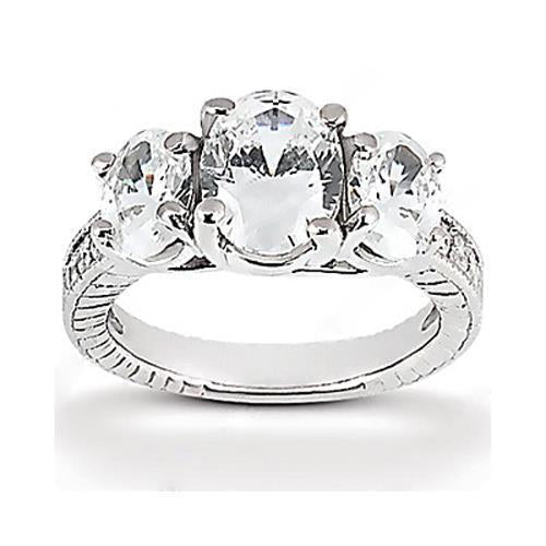 2.31 Carats Bague En Véritable Diamant De Mariage A Trois Pierres De Style Vintage Nouveau