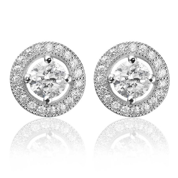 2.38 Carats Réel Diamants Coupe Ronde Femmes Boucles D'oreilles En Or Blanc