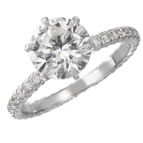 2.40 Carats Bague De Mariage Réel Diamant Rond Or Blanc Dame Bijoux