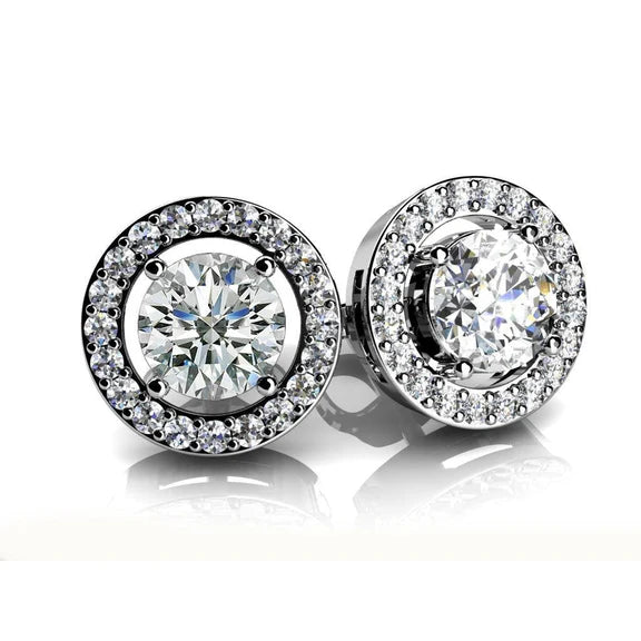 2.40 Carats Boucles D'oreilles Pour Femmes Avec Réel Diamants Etincelants En Or Blanc 14K