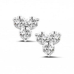 2.40 Carats Boucles D'oreilles Véritable Diamant Coupe Ronde Dame En Or Blanc 14K