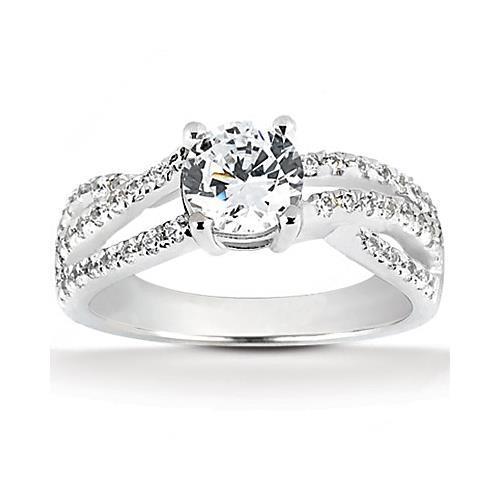 2.45 Carats. Bague De Fiançailles En Réel Diamant A Tige Torsadée Nouveaux Bijoux