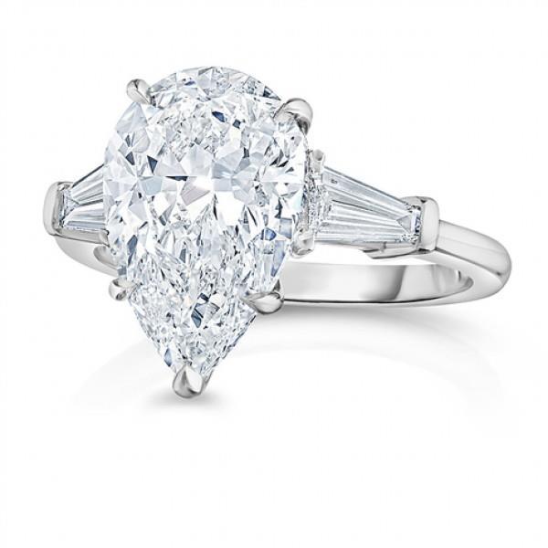 2.46 Carats Bague De Fiançailles Naturel Diamant 3 Pierres Or Blanc 14K
