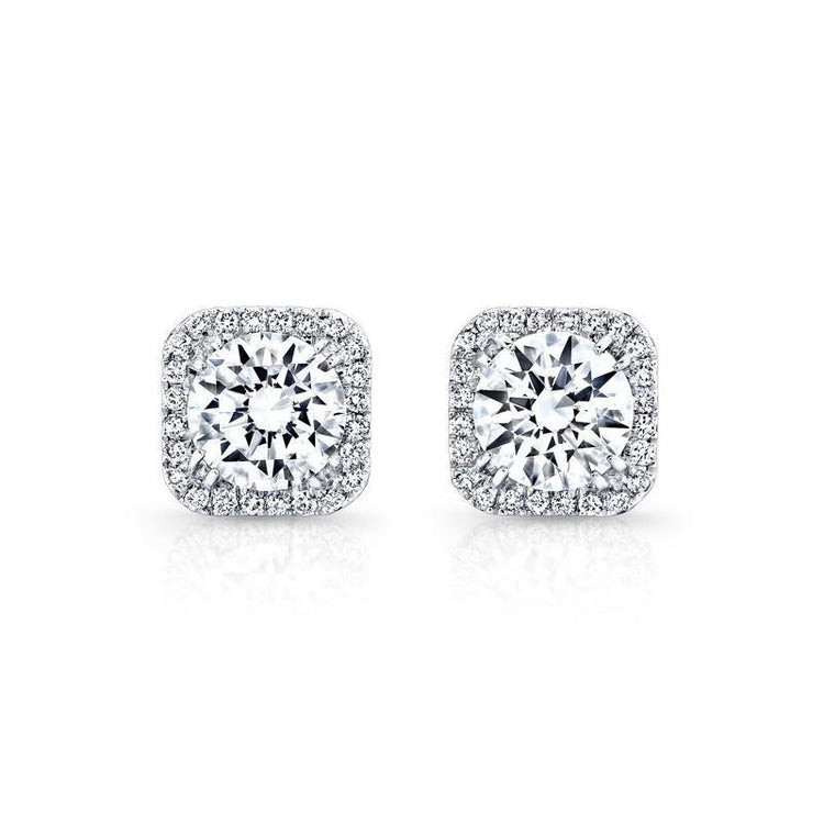 2.48 Carats Halo Réel Diamond Boucles D'Oreilles Dames En Or Blanc 14K