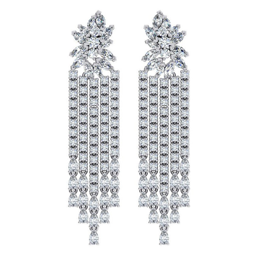 2.5 Pouces Boucles d'oreilles Lustre Véritable Diamants