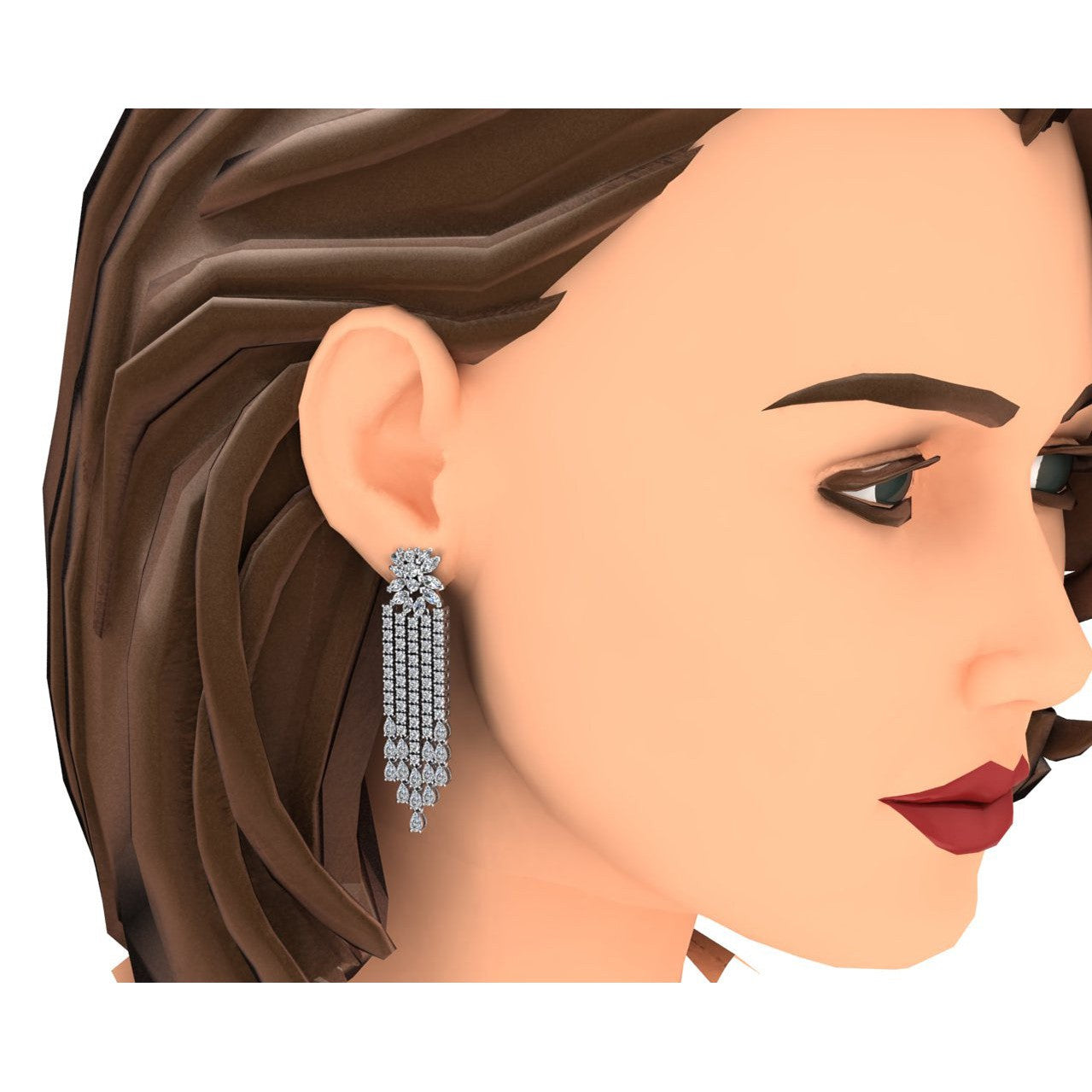 2.5 Pouces Boucles d'oreilles Lustre Véritable Diamants